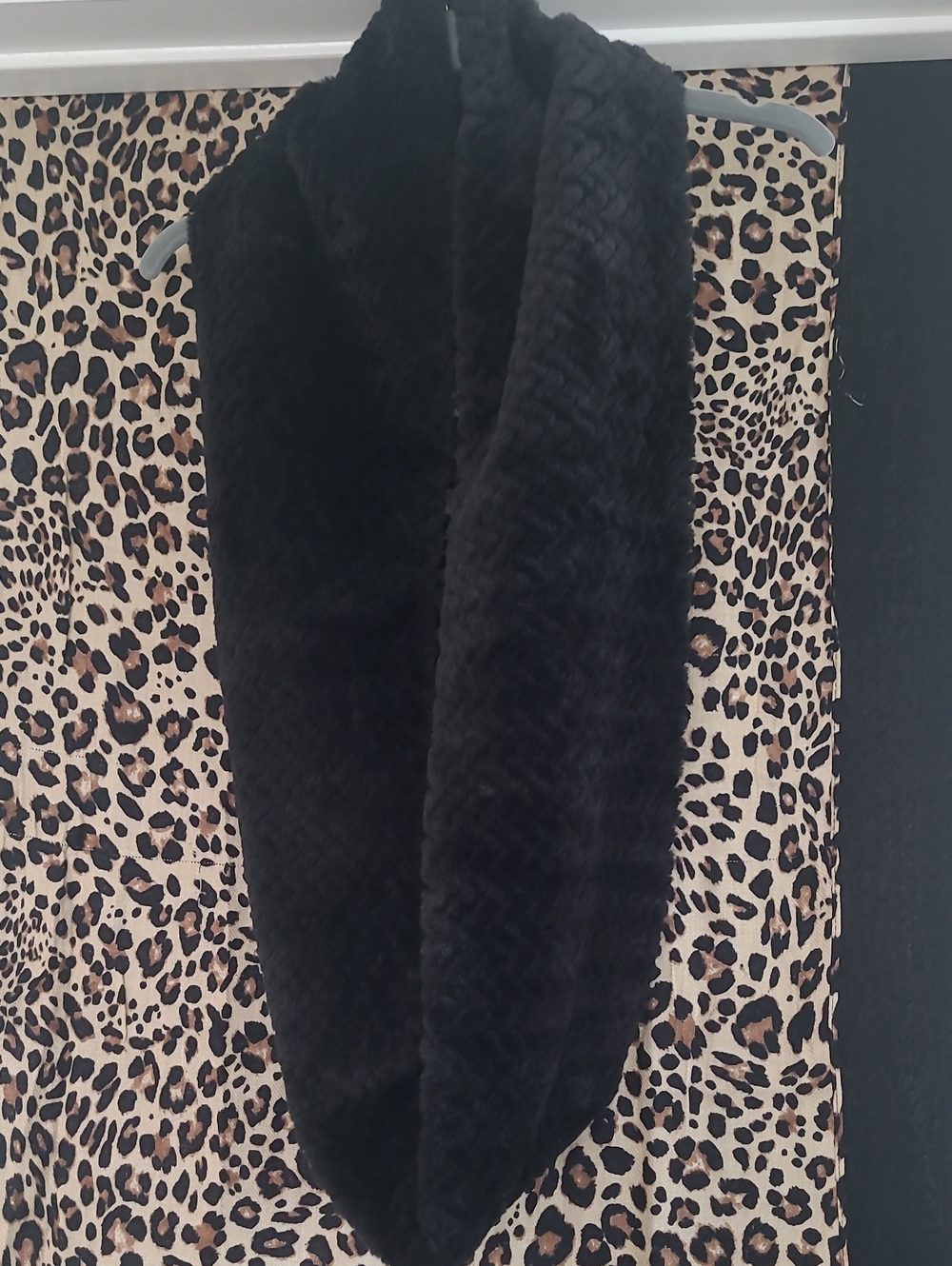 Black Faux Fur Infinity Scarf Soft, Warm. Fall, Winter